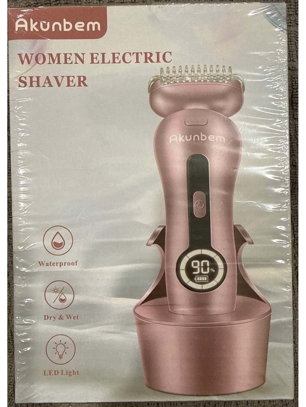 Akunbem Women Electric Shaver Waterproof with LED Light and Charging Reminder